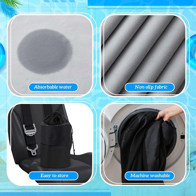 Hahafelt 2 Pack Car Seat Towel Cover with Storage Bag, Black,Gray | 63 x 32 in Car Towel Seat Cover Non Slip Waterproof, Gym Workout Swimming Running, Machine Washable Sweat Absorbent Protector - Image 3