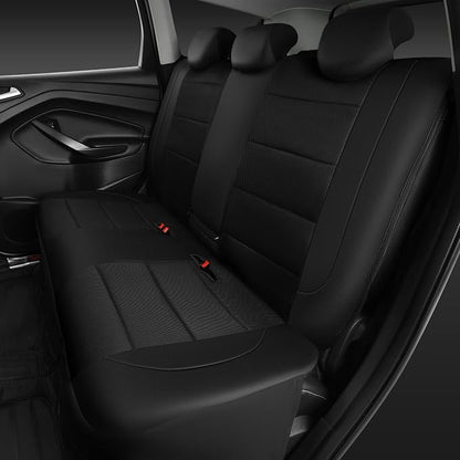 CAR PASS Leather Back Seat Cover, Breathable Mesh Universal Bench Seat Cover, Super 5mm Composite Sponge Inside, Airbag Compatible Fits Most Automotive, Cars, SUVs, Trucks, and Vans (Rear, Black) - Image 5