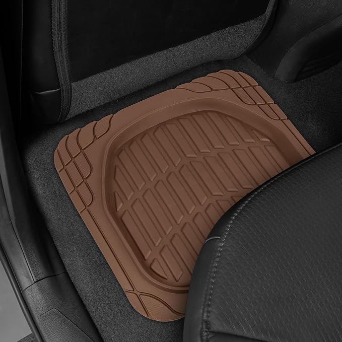 CAT® ToughRide™ Heavy-Duty 4 Piece Brown Floor Mats for Cars - Trim to Fit All-Weather Rubber Car Mats Full Set - Truck Mats & Cars Floor Mats - Interior Accessories for SUVs & Car Rug Protection - Image 4