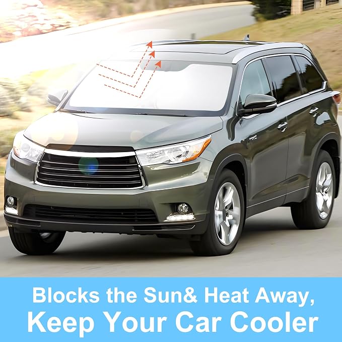 Front Windshield Sun Shade Foldable Car Front Window Sun Shade Windshield Shade Custom Fit for 2014-2019 Toyota Highlander Block UV Rays Accessories Heat Keep Cooler - Image 6