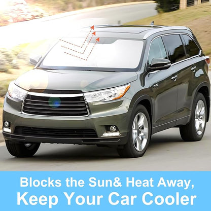 Front Windshield Sun Shade Foldable Car Front Window Sun Shade Windshield Shade Custom Fit for 2014-2019 Toyota Highlander Block UV Rays Accessories Heat Keep Cooler - Image 6