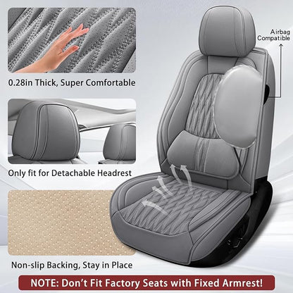 WELLDO Car Seat Covers, Gray, Full Set | Waterproof, Scratch-Resistant, Breathable & Easy to Clean, Universal for SUV Sedan Truck, w02 - Image 3