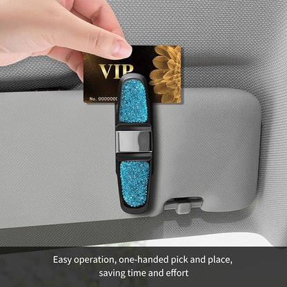 Glasses Holders for Car Sun Visor, Bling Crystal Rhinestones Fashion Rotatable Car Eyeglasses Sunglasses Hanger Mount with Ticket Card Clip for Women Girls (Violet) - Image 6