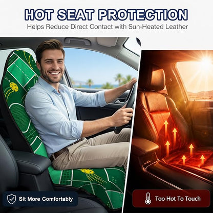 Car Seat Towel Cover 2 Pack for Front Seats, Sweat Absorbent Car Seat Protector with Non-Slip Backing, Waterproof Towel Car Seat Covers for Runners, Gym, Swimming, Beach, Green Court Sport - Image 5