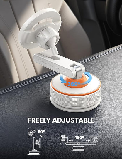 Lamicall Car Phone Holder Mount Ultra Nano Gel & 70+LBS Vacuum Suction Cup | 20X Strong Magnets 360° Phone Holders for Your Car Dashboard Windshield Car Mount for iPhone 17 16 15 Pro Max S26 S25 White - Image 6