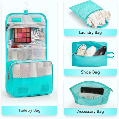 OlarHike 10 Set Compression Packing Cubes for Travel Essentials,Compressible Expandable Space Saver Bags for Organizing Clothes,Luggage Suitcase Garment Bags with Over 1000 pcs Mesh Holes(Blue Green) - Image 5