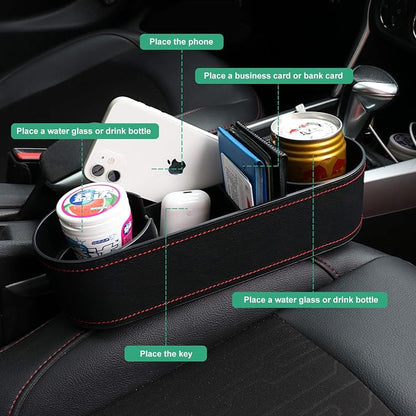 Car Console Side Seat Gap Organizer with Cup Holder, Black | Front Seat Organizer, Console Side Pocket, Cell Phone Holder, Coin Bucket, Car Storage Box, Universal Fits, Easy Installation - Image 6