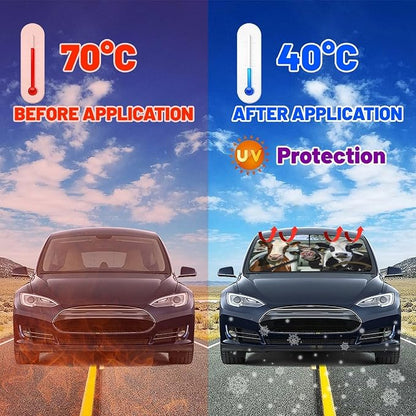 Socira Cow Car Windshield Sunshade Umbrella Foldable Cattle Umbrella | Driver Sun Shade Windshield Cover Funny Sunshade Cow Car Accessories Blocks Uv Rays Keeps Cool (57" X 30") - Image 3