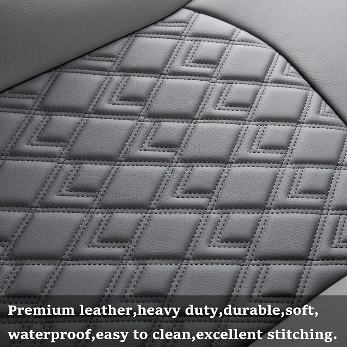 Chevy Silverado Seat Covers,Leather Seat Covers for GMC Sierra,Custom Fit 2007-2026 1500 2500HD 3500HD Crew Double Extended Regular Cab,LT LZT RST Trail Boss(Full Set,Black) - Image 7