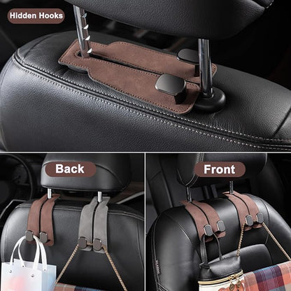 Amelity Car Headrest Hooks, Purse Hook for Car 2 Pack Black | Universal Car Interior Accessories for Women, Available in 2/4 Pack, Storage Hanger Holds Purses, Backpacks, Grocery Bags - Image 4