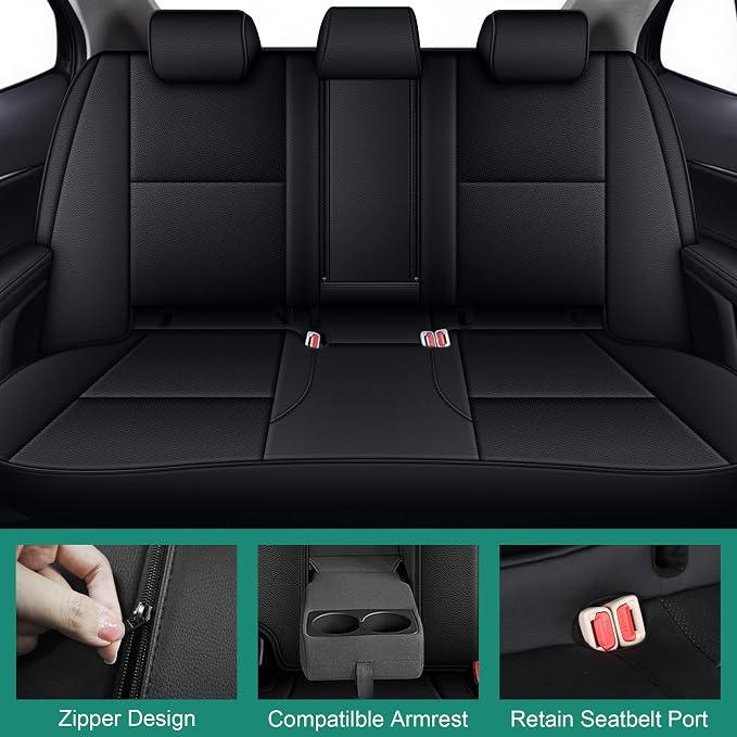 Custom Fit Seat Covers for Toyota Camry 2025-2026 XLE XSE Full Set | Black Seat Covers, Premium Faux Leather, Waterproof, Airbag Compatible, Easy to Clean, Factory-Style Fit, Interior upgrades - Image 2