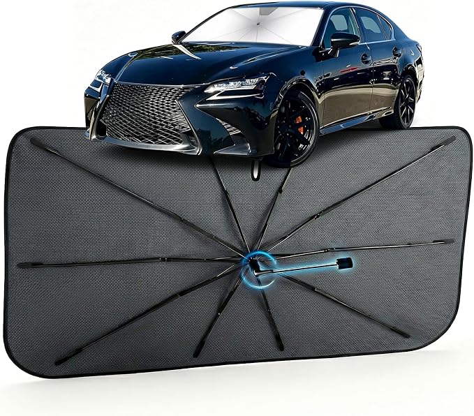 Car Windshield Sun Shade Umbrella for Lexus GS 2013-2020, 1:1 Fit Sunshade | [Reflective Coated Fabric] Car Shades Sun Visor Keep Car Cool and Protects Interior, Sunshade Umbrella for Front Window by MakeLifeBetter
