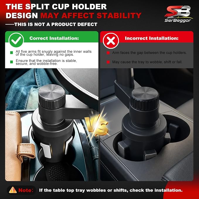 Car Desk for Laptop and Eating - 360°Rotating Cup Holder Table Tray -Black | Anti-Wobble Reinforced Support Compatible with Tesla Model 3/Y/S/X, Truck, SUV Non-slip Surface Fits 2.65"-3.15" Cup Holders - Image 8