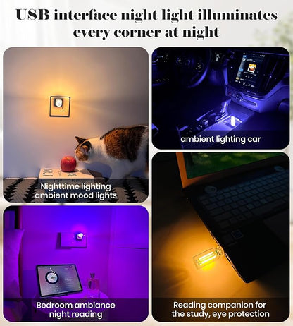KENANEK 2PCS USB Retro Car Lamp, Touch-Control Portable LED Car Ambient Light, USB Powered Night Lights, Suitable for Bedroom, Camping, Holiday Decorations. (Purple Light) - Image 3