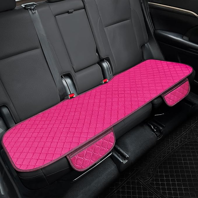 surpassme Comfortable Car Seat Covers Universal Back/Brench Seat Coves for Car Accessories with Storage Pockets, Padded Car Interior Covers for Automotive, SUV, Truck, and Van(Pink) by Surpassme