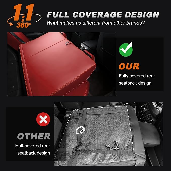 AOMSAZTO Custom Fit Seat Covers for Honda Accord 2023 2024 2025 2026 LX | (Rear Row W/Solid Backrest)Full Set Waterproof Airbag Compatible Faux Leather Seat Protector Red - Image 8