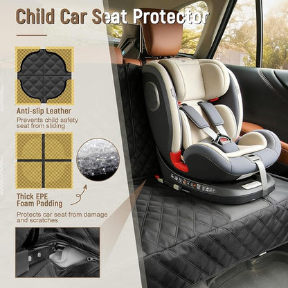 Pet Bench Seat Covers for Mid-Size Sedans and SUVs, Heavy Duty Nonslip Car Seat Protector for Child Car Seat, Waterproof Back Seat Covers for Dogs and Kids, Armrest & Seatbelt Access(Black) - Image 2