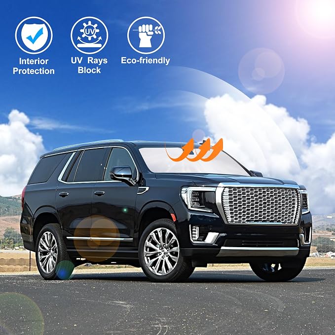Windshield Sun Shade for 2021-2025 GMC Yukon XL/Chevy Suburban | Full covered for windshield, Foldable & Durable, Block UV Rays, Reduce Heat, Easy to install, Keep Car Cooler - Image 6
