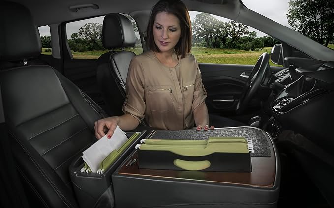 AutoExec AE-FMEF-21M Efficiency FileMaster Car Desk for Your Vehicle Workstation and Mobile Office, Mahogany - Image 2