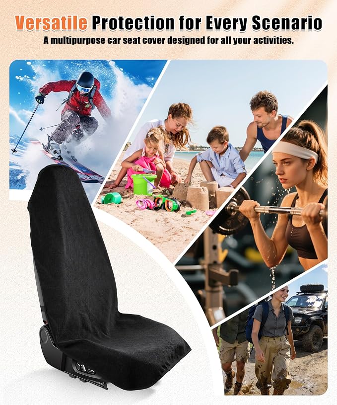 Universal Car Seat Covers Towel Front Seats, Waterproof Non-Slip Protector for Gym Workout, Running and Swimming, Car Accessories Interior for Women and Man Cars, Trucks, SUVs, Jeep(1PCS) - Image 5