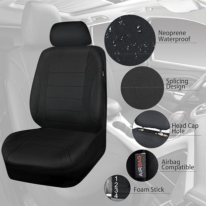CAR PASS Neoprene Waterproof Seat Covers, Universal Fit Black Full Sets, Protective Interior Covers for Auto SUV, Vans, Sedans, Trucks - Image 9