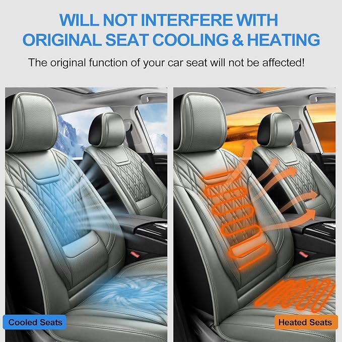 for Subaru Legacy 2008-2026 Car Seat Covers, Full Set, Gray | Luxury Full Coverage Leather Seat Protectors, Waterproof Breathable, Non-Slip, Easy to Install, Airbag Compatible, All-Season - Image 7