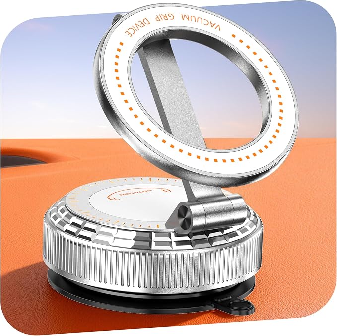 Pure Zinc Alloy Vacuum Magnetic Phone Holders for Your Car [105+LBS Suction & 3800gf Magnetic] 360° Adjustable Magsafe Car Phone Holder Mount for iPhone 17 16 15 14 13 12 Series & Android by visnfa