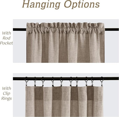 RYB HOME Linen Sheer Curtains 90 inches Long for Living Room | Breathable, Weave Textured, Rod Pocket, Semi Sheer, Oatmeal, for Dining Room, W52 x L90, 2 Panels Set - Image 5