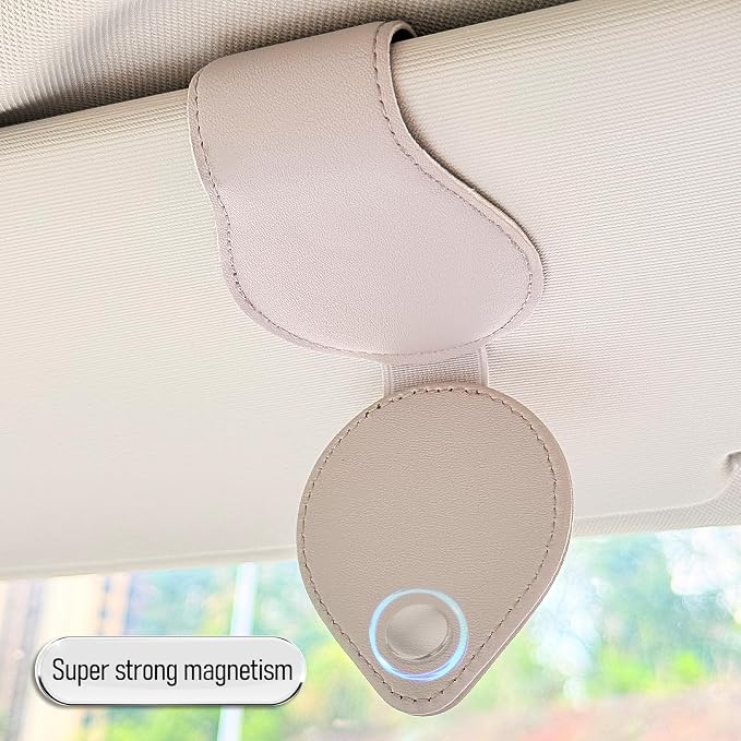 American Flag - Car Sunglass Holder, Magnetic Leather Eyeglass Hanger Mount Clip Holder for Car Visor Accessories (Grey) | Magnetic Leather - Image 5