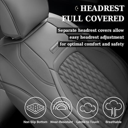 Coverado Chevy Chevrolet Silverado GMC Sierra Seat Covers, Custom Fit for 2007-2026 1500, 2015-2026 2500HD 3500HD Crew Double Extended Cab Truck, Faux Waterproof Leather Seat Covers (Front, Gray) - Image 4