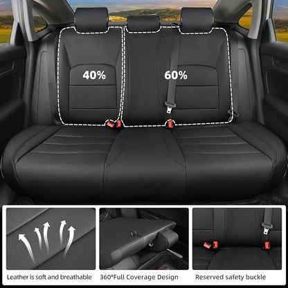 Lolcar Custom Fit Civic Seat Cover Full Set for Honda Civic (Sedan 2022 2023 2024 Touring)&(Sedan 2025-2026 Sport Touring),5-Seats Full Set,Leather Seat Protector (Black) - Image 3
