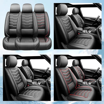 Fit Titan Car Seat Covers Premium Leather for Nissan Titan 2009-2023 2024. Waterproof， Breathable, Scratch-Resistant & All-Weather Seat Cushion Protector（2 Front Seats,Red Line Black - Image 8
