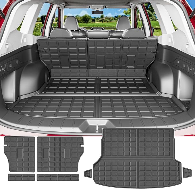 powoq Cargo Mat & Backrest Mats Compatible with 2019-2024 Subaru Forester | Cargo Liner TPE All Weather Replacement for 2019-2021 2022 2023 2024 Subaru Forester Accessories (Trunk Mat+Backrest Mats) by powoq