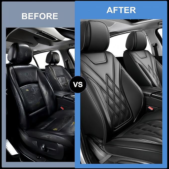 Avalon Seat Covers Custom Fit for Toyota Avalon 2001-2026 - Full Set Premium Leather, Waterproof, All-Weather, Airbag Compatible, Anti-Slip, Breathable, Car Seat Protectors (Black) - Image 5