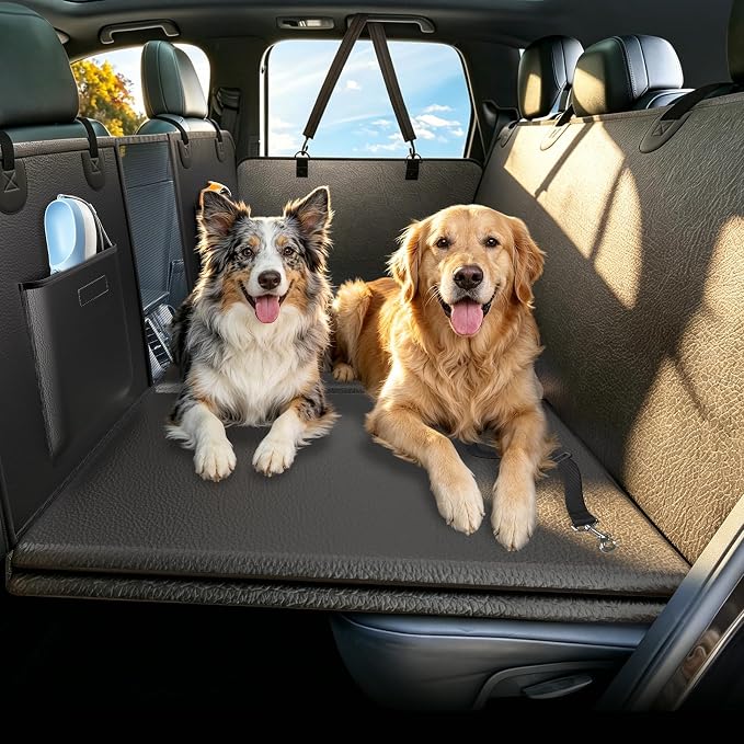 Hard Bottom Dog Truck Seat Cover Back Seat, PU Leather, XL | Anti Scratch Pet Hammock for F150, RAM1500, Sierra, Tundra Crew Cab Trucks, Silverado, Waterproof, Easy to Clean, Non-Slip by ROUWINNE