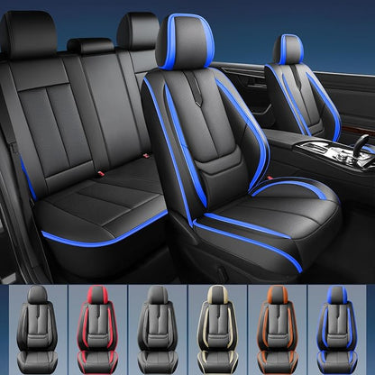 Fit Maxima Car Seat Covers for Nissan Maxima 2011-2021 2022 2023 -Upgraded Premium Waterproof & Breathable Leather,Airbag Compatible,All-Weather Seat Cushion Protector,Full Set,Black-Blue - Image 2