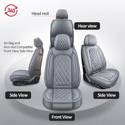 Ram Front Seat Covers Grey for 2009-2026 RAM 1500/2500/3500,Leather | Leather Ram Seat Cover,Waterproof Truck Seat Covers,Grey Car Seat Cover,Car Seat Protector,Front Seat Covers For Ram - Image 5