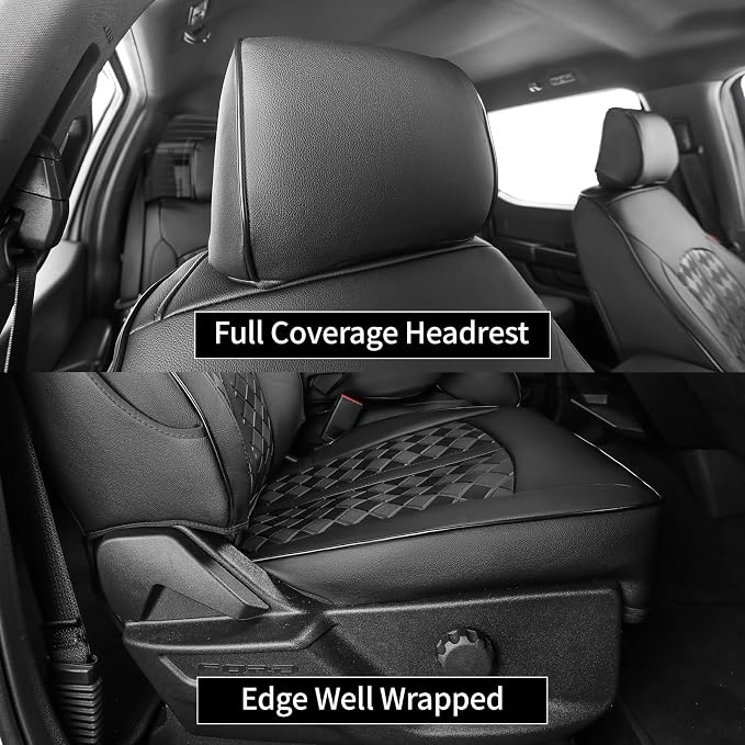 F150 Seat Covers 2021-2026 SuperCab Full Set Custom Fit | Fits 2021-2026 Ford F150 SuperCab XL/XLT/Lariat/STX & 2023-2026 F250/F350/F450 SuperCab XL/XLT/Lariat - Image 5