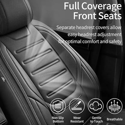 Car Seat Covers Compatible with Kia Sportage 2009-2026, Premium Full Coverage Leather Automotive Seat Protectors, All Seasons Waterproof Breathable, Airbag Compatible, Full Set, Black - Image 7
