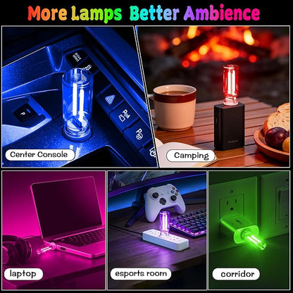 4 PCS USB Touch Dimmable Retro Glass Bottle Car Night Light | Portable design, 2Red & 2Blue, fits car interior, bedroom, hallway, indoor outdoor decor - Image 4