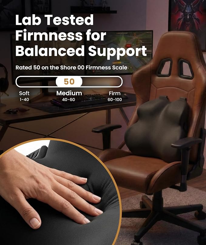 Everlasting Comfort The Original Lumbar Support Pillow for Office Chair - Improves Posture, Promotes Back Pain Relief - Superior Back Support for Gaming and Desk Chairs - Lumbar Pillow for Car, Couch - Image 6