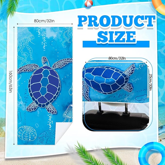 Hahafelt 2 Pack Car Seat Towel Cover with Storage Bag, Sea Turtles | 63 x 32 in Car Towel Seat Cover Non Slip Waterproof, Gym Workout Swimming Running, Machine Washable Sweat Absorbent Protector - Image 2