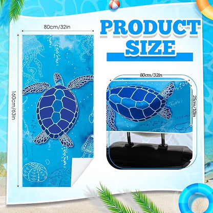 Hahafelt 2 Pack Car Seat Towel Cover with Storage Bag, Sea Turtles | 63 x 32 in Car Towel Seat Cover Non Slip Waterproof, Gym Workout Swimming Running, Machine Washable Sweat Absorbent Protector - Image 2