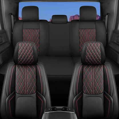 Car Seat Cover Custom Fit for Dodge Ram 1500 2500 3500 2002-2026 Faux Leather Seat Cover Set Compatible with Crew Quad Regular Cab Pickup Truck Cushions (Black Redline, Full Set, Curved Rear) - Image 8
