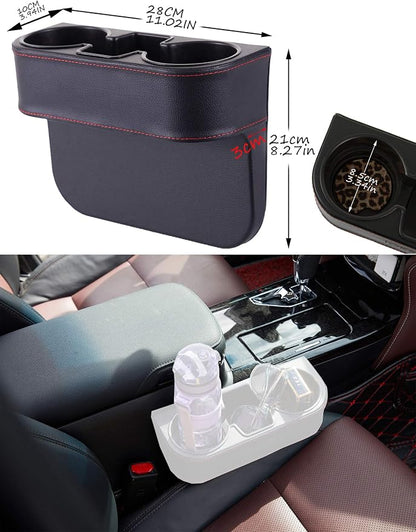 Cup Holder for Car, Car Seat Gap Organizer, PU Leather, XBD Black | Console Side Pocket, Cup Drink Holders, Easy Install, Universal Fits, Car Coin Cellphone Holder, Auto Front Seat Cup Holder - Image 7