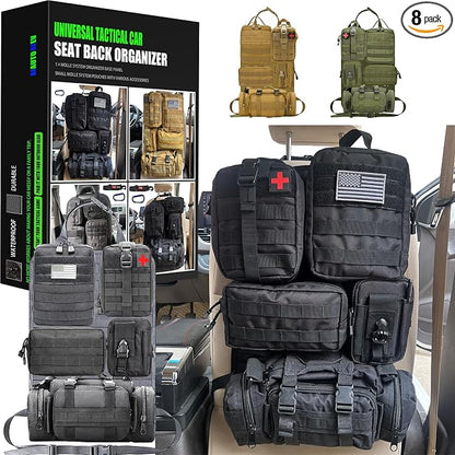 7 PACK Tactical Seat back organizer Truck organizer With 6 Detachable Pouches Universal For Car Truck Ford Jeep Military-Grade Heavier Panels With Multi-functional Packs (6 pack Black) by AIAUTOAIEVAutoPart