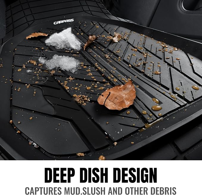 CAR PASS 3 Row Heavy Duty Rubber Car Mats, Deep-Dish All-Weather Floor Mats for 7 Seats 8 Seater 2nd & 3rd, Waterproof Universal Trim to Fit Liner Van,SUV,MPV,7 Passengers Vehicle,(Black 3 Row) - Image 8