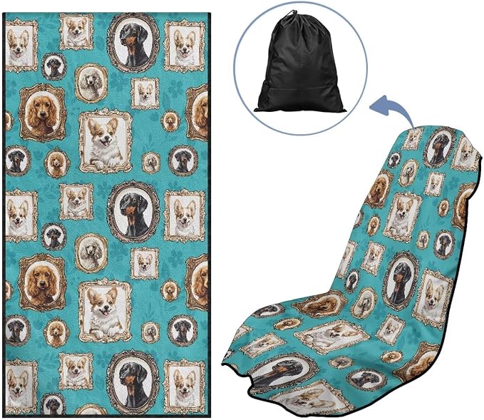 Horeset Picture Frame Dog Car Seat Towel Covers Stain Resistant Sports Car Towel Mat Easy Install Breathable Auto Front Seats Protector Automotive Accessories - Image 5