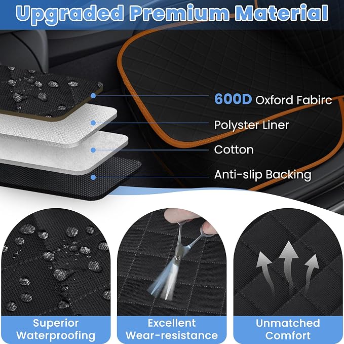 ELONGRIVER Dog Car Seat Covers, Waterproof Front Seat Cover | Scratch-Proof, Nonslip Pet Passenger Seat Cover Protector, Universal Fit for Cars Trucks SUVs, Standard Size 1 Pack - Image 3