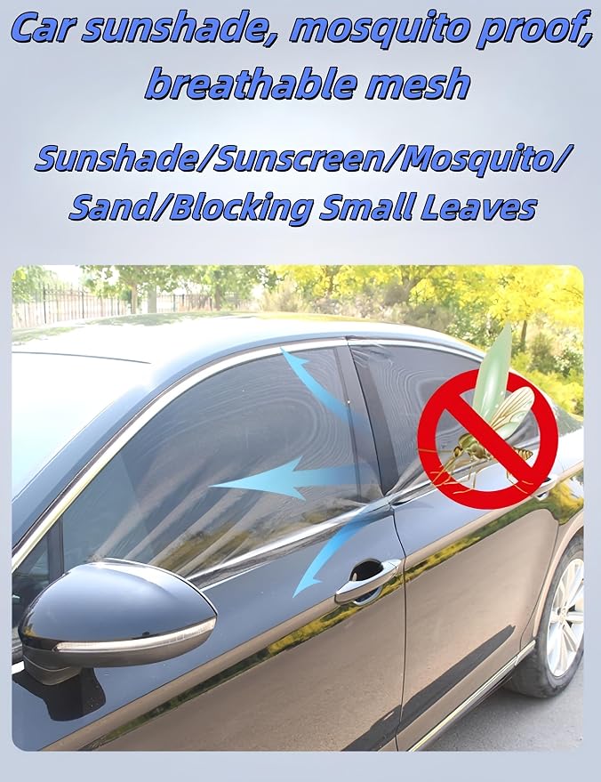2Pack Mesh Car Side Window Sun Shade Cover, 23.6"x27.5" | UV Protection, Rear Side Window Shade, Stretchy Mosquito Net Curtains, Fit for Most of Cars - Image 3